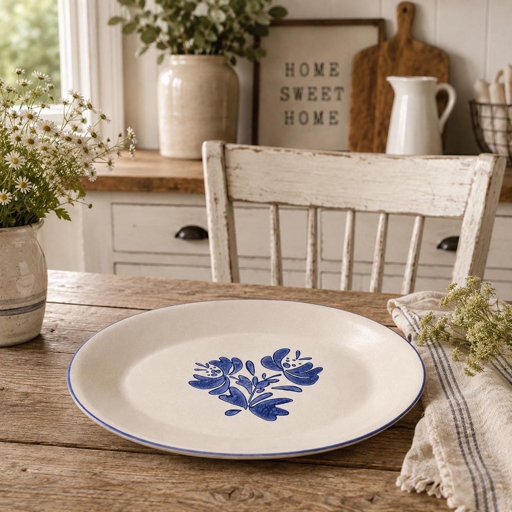 Pfaltzgraff Yorktowne Large 14" Oval Serving Platter #16 Blue White Vintage - Picture 1 of 10